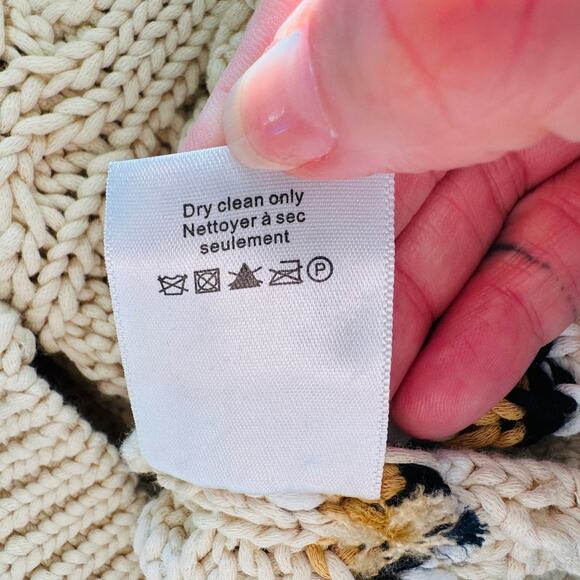 Veronica Beard Bruna Cream Black Multi Stripe Chunky Knit Long Sleeve Sweater M - Picture 14 of 16